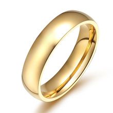 Гладкое кольцо из титановой стали золотого цвета, кольца для мужчин и женщин, украшения для помолвки и свадьбы 2024 - купить недорого