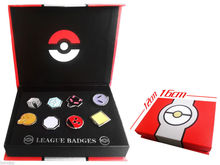 Pokemen Johto 8-Pin de la Liga de Metal con distintivo Pip Gen 2, conjunto de colección de accesorios de Cosplay, 8 insignias + caja de 12x16x3cm 2024 - compra barato