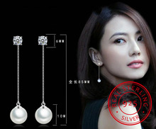 Pendientes de plata de ley 925 con perlas naturales, aretes largos con borlas, joyería fina para mujer, accesorios elegantes 2024 - compra barato