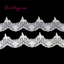 BRISTLEGRASS 1 Yard Embroidered Flower Vine Tulle Mesh Lace Trims Applique Patches Bridal Wedding Dress Costume DIY Sewing Carft 2024 - buy cheap