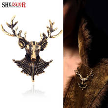 SHEEGIOR Lovely Deer Head Collar Brooches for Women Vintage Bronze Christmas Elk Brooch Pins Men's Badge Alloy Fashion Jewelry 2024 - buy cheap