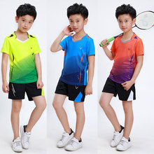 Комплекты для бадминтона для мальчиков, детская теннисная одежда, костюм для бадминтона для детей, комплект из футболки и шорт, крутая одежда для настольного тенниса 2024 - купить недорого