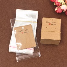 200pcs Kraft Earring Cards+200pcs OPP Bags Paper Jewelry Cards Brown Handmade Earring Displays Cards Fashion Love Gift Earcard 2024 - buy cheap