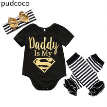 pudcoco US Stock 2017 Baby Boys Romper socks Hair hoop 3pcs Outfits Set Clothes baby Boy clothes Set Newborn Infant 2024 - buy cheap