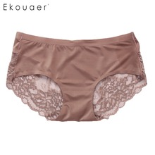 Ekouaer 3pcs/Lot Underwear Briefs Seamless Women Sexy Lace Panties Ladies Bikini Transparent Lingerie Breathable Underpants 2024 - buy cheap