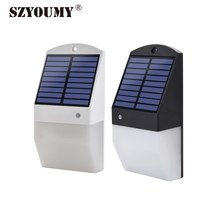 SZYOUMY, nueva llegada, lámpara de pared con Sensor de movimiento de Radar de luz Solar de 25 LED, IP65, carcasa blanca impermeable, carcasa negra, Envío Gratis por DHL 2024 - compra barato