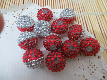 Kwoi vita Free shipping 20mm red/silver color 100pcs/lot Chunky Resin Rhinestone Beads Ball for Kids Girls  Jewelry Making 2024 - buy cheap