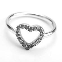 925 Sterling Silver Women Ring Glittering Hollow Heart Clear CZ  for Female Wedding Engagement Fine Jewelry 2024 - buy cheap