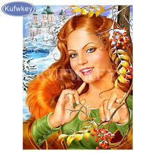 Diamond embroidery Diy diamond Painting Cross Stitch Cartoon girl Beauty Beast Full Square 5D Needlework Mosaic Home Decor B21 2024 - buy cheap