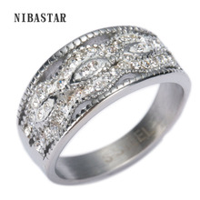 Anel de cristal estiloso com placa de aço inoxidável, elegante, com faixa de cristais, luxuoso para mulheres, presente, anel de cristal, imperdível 2024 - compre barato