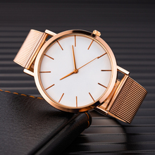 Relógio de pulso feminino de ouro rosa, relógio de pulso casual de malha de aço inoxidável com pulseira de quartzo para mulheres, bayan kol saati 2024 - compre barato