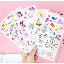 Adesivo unicórnio 6 espaços adesivos desenhos animados para crianças anime fofo para telefone celular notebook decoração papelaria 2024 - compre barato