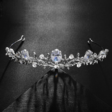 SLBRIDAL Alloy Rhinestone Crystal Cubic Zirconia Wedding Tiara Crown Bridal Hair Accessories Bridesmaids Princess Women Jewelry 2024 - buy cheap