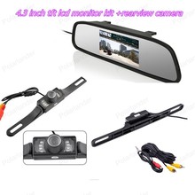 Cámara de estacionamiento marcha atrás ir visión nocturna + 4,3 pulgadas tft lcd Monitor de espejo retrovisor kit para coche trasero marcha atrás 2024 - compra barato