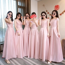 A765 Lace Up Pink Champagne Bridesmaid Dresses Long Robe Girl Formal Party Graduation Wedding Gown Elegant Women Prom Dress 2024 - buy cheap