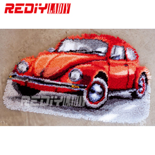 New Hot Latch Hook Rug Kits DIY Needlework Unfinished Crocheting Rug Yarn Cushion Mat Embroidery Carpet Rug Red Car Home Decor 2024 - buy cheap