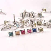 50PCs Mixed square Rhinestone Brad Scrapbooking Embellishment Fastener Brads Metal Crafts For shoes Decoration 7x7x15mm CP2199 2024 - buy cheap