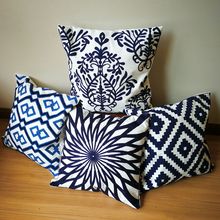 Funda de cojín bordada para decoración del hogar, cubierta de almohada decorativa bordada, color azul, para sofá, 45x45cm 2024 - compra barato