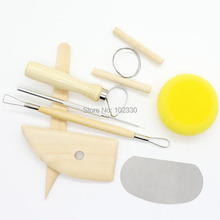 100sets 8pcs/set Pottery Tools Set Pottery Ceramics Molding Clay Tools Stainless Steel Wood Sponge Tool 2024 - buy cheap