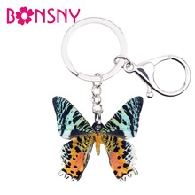 Bonsny Acrylic Madagascan Sunset Moth Insect Key Chains Keychains Rings Handbag Car Purse Charms Jewelry For Women Girls Gift 2024 - buy cheap