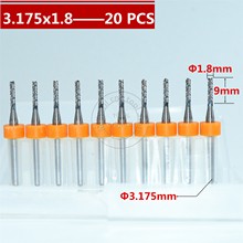 3.175 milímetros * 1.8 milímetros, 20 pçs/caixa, Freeshipping CNC PCB Bits, Micro Placa PCB End mill, máquina CNC bit milho, remoção de cavacos Suave 2024 - compre barato