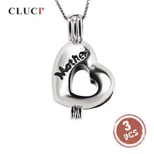 Cluci 3 pçs 925 pingente de gaiola de prata, presente para a mamãe amor coração joias femininas pingente de gaiola de prata desejos pingente de pérola sc193sb 2024 - compre barato