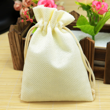 free shipping 50pcs/lot 10x14cm Beige colour Linen Favor Bags gift bag candy bag jewelry package 2024 - buy cheap