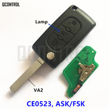 Chave de carro remota qcontrol, botão de luz para citroen berlingo c3 c2 c5 c4 picasso 433mhz 7941 chip (ce0523 ask/fsk, 3bt, va2) 2024 - compre barato