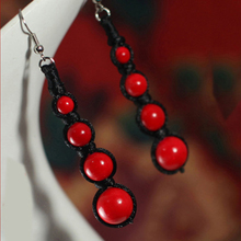 Boeycjr étnico vintage cadeia de jóias vermelho natural pedra contas forma gota balançar gancho brincos para mulher aretes ohrringe 2024 - compre barato
