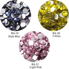 Unids/bolsa de diamantes de imitación para Nail Art, cristal negro plano, azul oscuro, citrino, rosa claro, SS3-SS20 de diamantes de imitación, 100 2024 - compra barato
