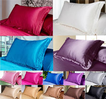 Funda de almohada de satén de color sólido, imitación de seda, 48x74cm, 45, 1 ud. 2024 - compra barato