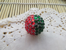 Kwoi vita-Lote de cuentas de diamantes de imitación para niña, bolas de resina gruesas de color rojo/verde, 20mm, 100 unidades, fabricación de joyas 2024 - compra barato