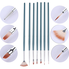 7 Pcs/set Nail Art Brush Liner Dotting Fan Design Acrylic Builder Flat Crystal Painting Drawing Carving Pen UV Gel  Tool 2024 - buy cheap