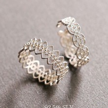 Женское кольцо из серебра 925 пробы, регулируемое, с кружевом 2024 - купить недорого