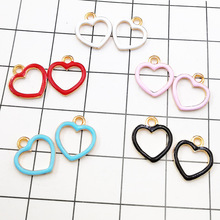 5 uds. De abalorios esmaltados DIY de Metal, dijes de corazón de amor para la fabricación de joyas, colgantes flotantes, llaveros como accesorios de joyería B60 2024 - compra barato