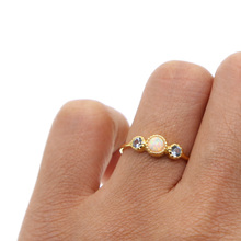 Delicate 3pc opal Finger Ring wholeslae Gold Color thin Paved Tiny Zirconia CZ Jewelry For Valentine's Day Gifts drop shipping 2024 - buy cheap