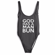 Летняя модель, цельный пучок с надписью God Has A Man, купальники, боди, пляжная одежда, сексуальные боди с высоким вырезом, купальный костюм, Комбинезоны для женщин 2024 - купить недорого