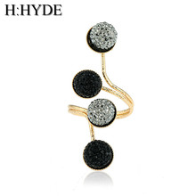 H:HYDE-Anillo de resina de estilo Punk para mujer, sortija Simple de Color negro y dorado, con personalidad de Metal, joyería Punk, venta al por mayor 2024 - compra barato