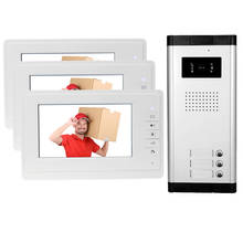 New brand 7'' color video door phone 3 monitors with 1 intercom doorbell can control 3 houses for multi apartment Free shipping 2024 - buy cheap