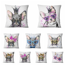 American Cartoon Pets Printed Pillowcase French Bulldog Gifts Cushion Decorative Pillowhome Decor Sofa Throw Pillows 17*17 2024 - buy cheap