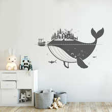 Большой кит остров настенные фрески милый домашний Декор стены Стикеры Art наклейки на стену в детскую съемный океана плакат LC920 2024 - купить недорого