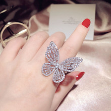 Anéis de borboleta para mulheres, joias finas de zircônia cúbica, anel de dedo aberto, pérolas de água doce, acessórios hiperbola 2024 - compre barato