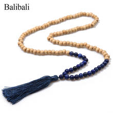 Balibali 2018 Fashion Long Necklaces Tassel Statement Natural Stone Necklace Women Wood Beads Necklaces & Pendants for Women Men 2024 - buy cheap