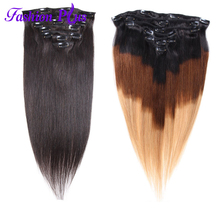 Fashion Plus Clip In Human Hair Extensions Full Head  7Pcs Set 120G Clip Hair Extension Natural Hair Machine Made Remy Hair 2024 - buy cheap