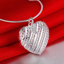 hollow solid love heart silver plated Necklace New Sale silver necklaces & pendants /HCWISUME XKUXLUCJ 2024 - buy cheap