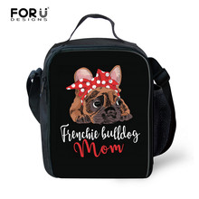 FORUDESIGNS-fiambrera con estampado de Bulldog Francés para mujer, niña y niño, bolsa de almuerzo con aislamiento portátil, bolsa de mano para Picnic 2024 - compra barato