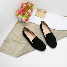 Spring And Summer New Retro Square Head Work Shoes Female Black Flat Shoes Large Size 41-43 Small Size 31-32 2024 - buy cheap