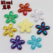 Micui 100PCS 20mm Flower shaped Acrylic Rhinestones Flatback For Clothes Dress Decorations Jewelry Accessories ZZ449 2024 - buy cheap