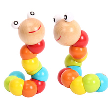 Colorful Wooden Cartoon Twist Worm Puzzles Toys Kids Educational Baby intelligence improve Fingers Game Montessori Toy Gift 2024 - buy cheap