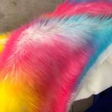 Rainbow color 3 cm de comprimento pilha Jacquard tecido para patchwork de pele de coelho, imitação pelliccia projeto saco de tecido da pele do falso para o chapéu 2024 - compre barato